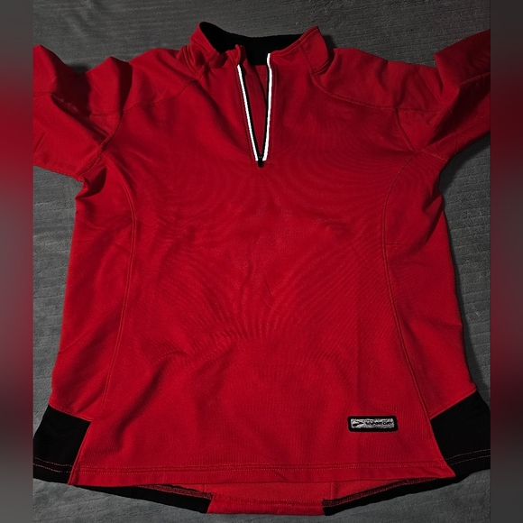Brooks Women's Medium Athletic Vapor-Dry Red 1/4 Zip Pullover Long Sleeve Shirt - Picture 5 of 13